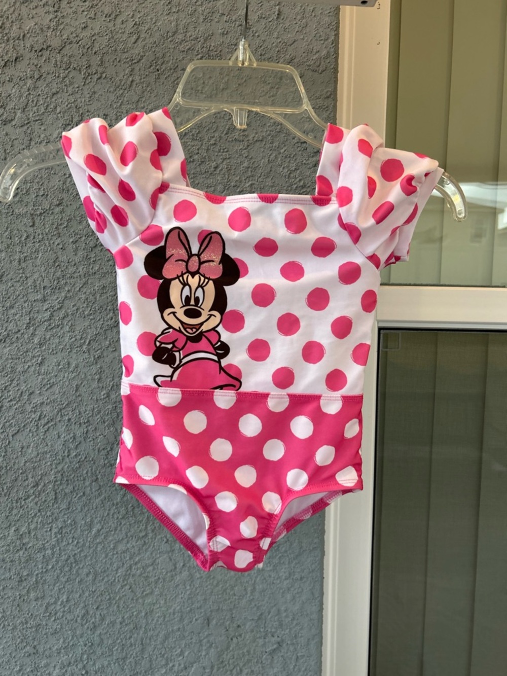 Girl’s Disney Junior Minnie Mouse Polka Dot One Piece Swimsuit Sz 3T Pool Beach